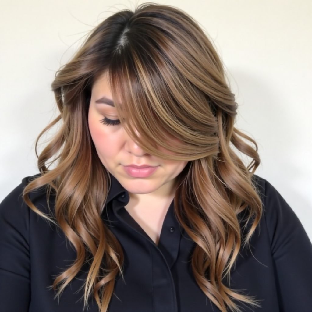 Long Layered Hairstyle For Round Face