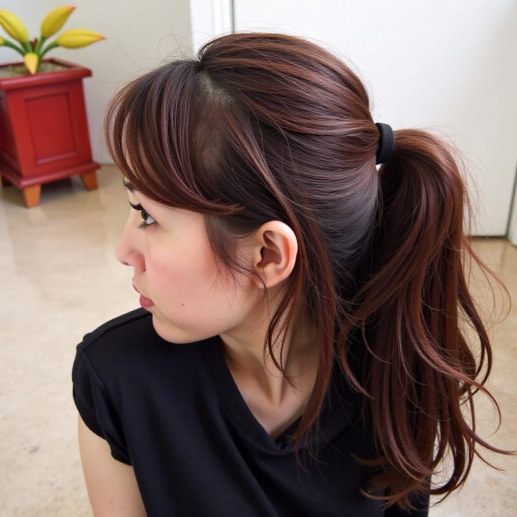 long wavy ponytail hairstyle