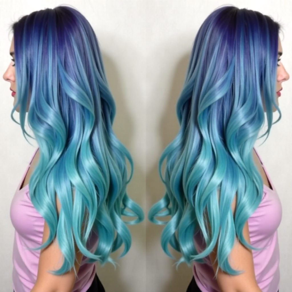 purple to blue ombre hair