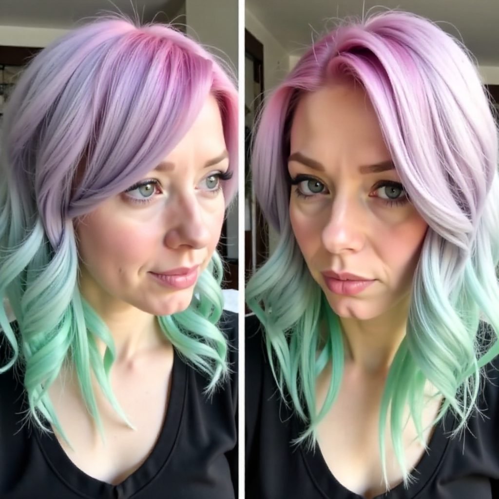 pastel pink into turquoise ombre