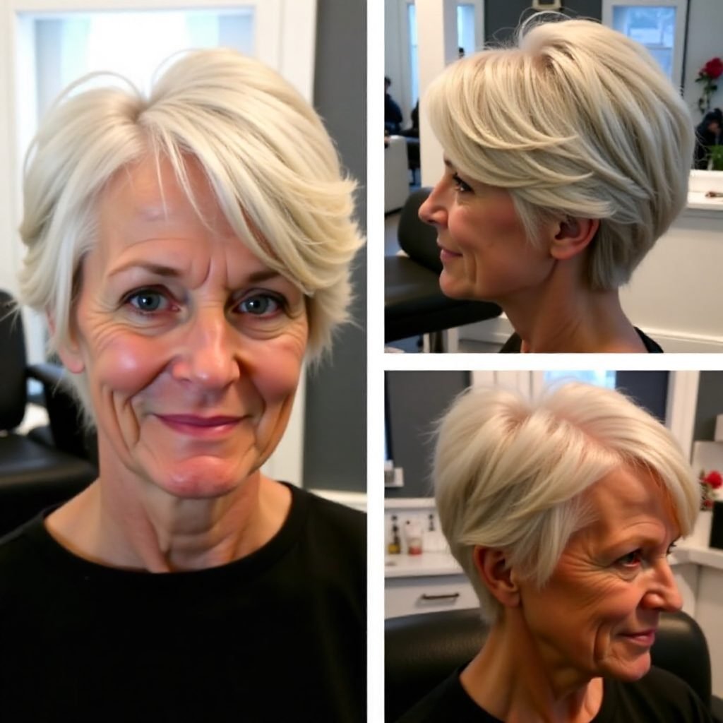 platinum blonde bun with braids and bouffant