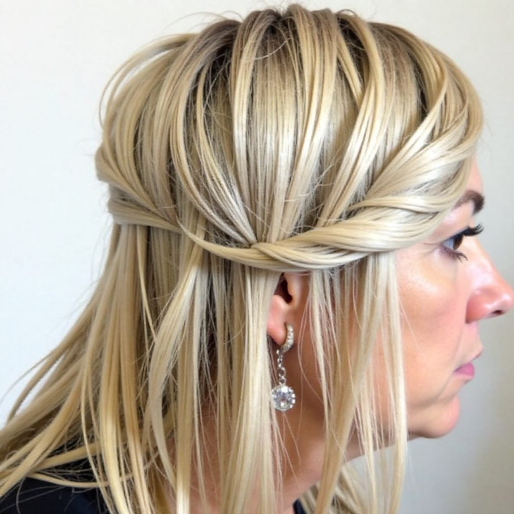 easy half up half down braided hairstyle
