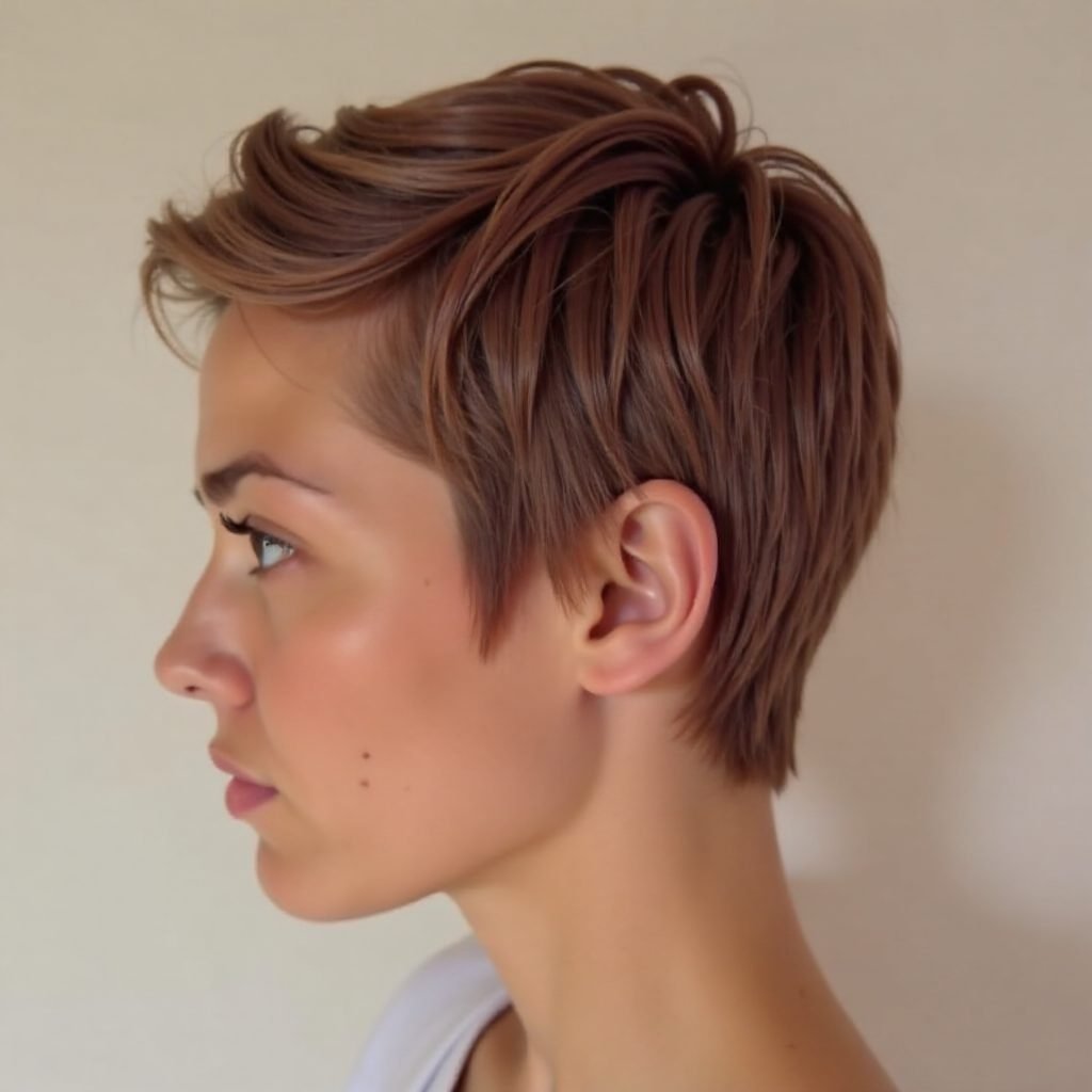 fishtailed updo with highlights