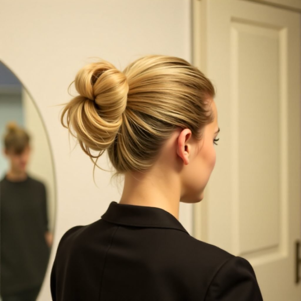 cute blonde bun updo