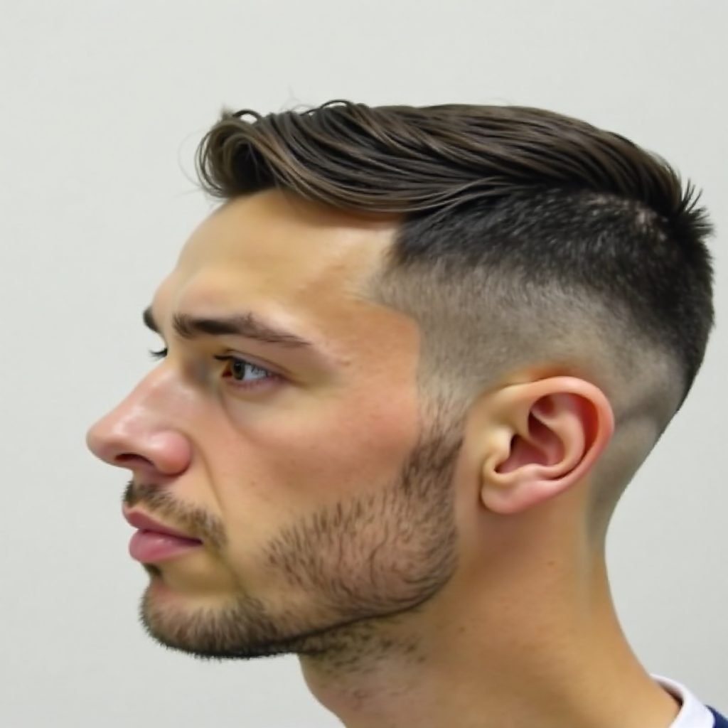 Caesar cut with fade