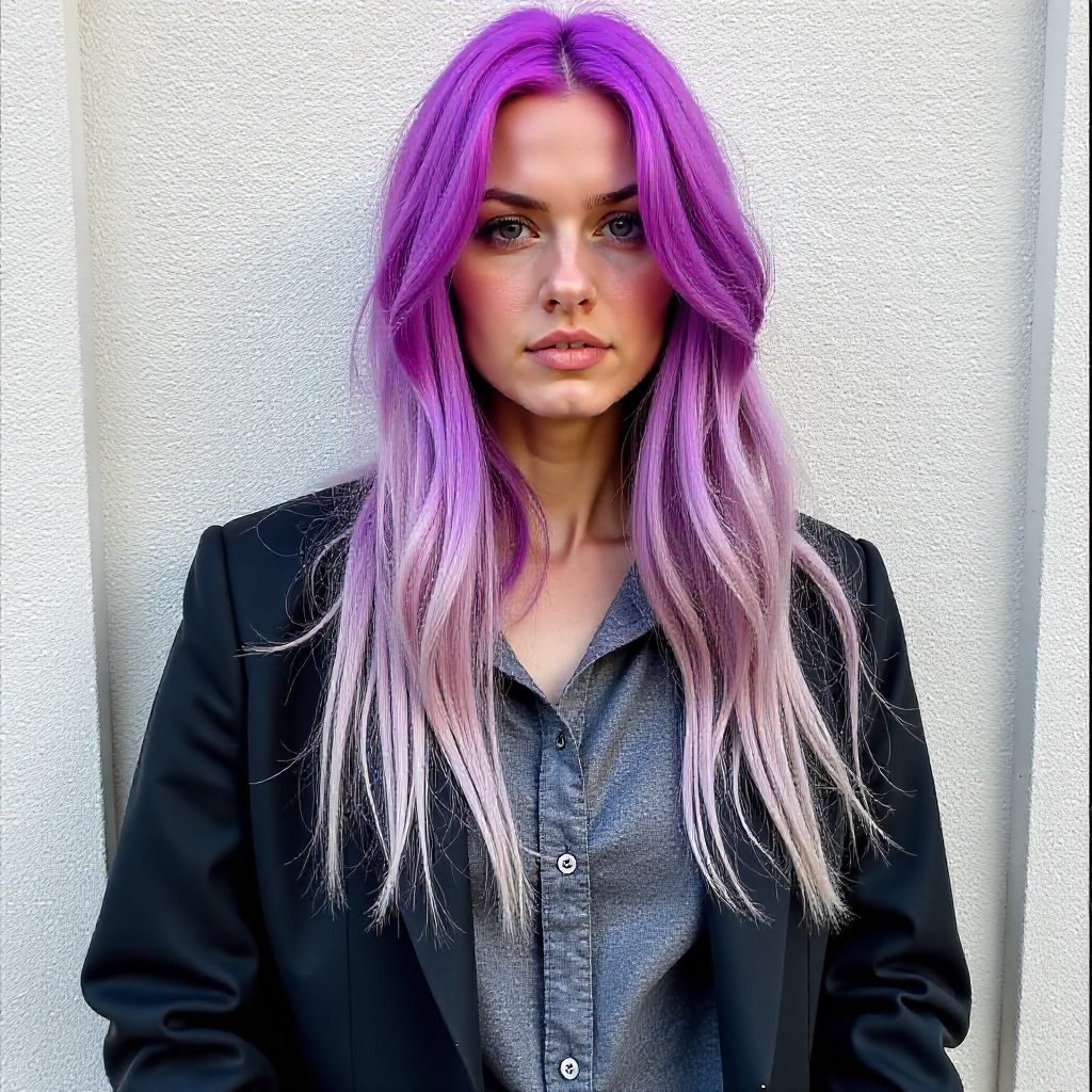 Ash Blonde Hair With Purple Roots