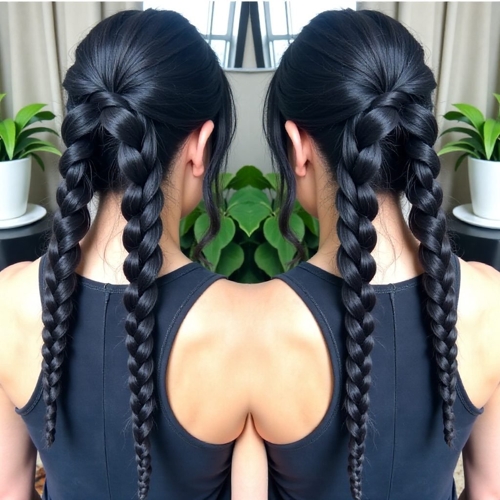 Dark Blue Pigtails