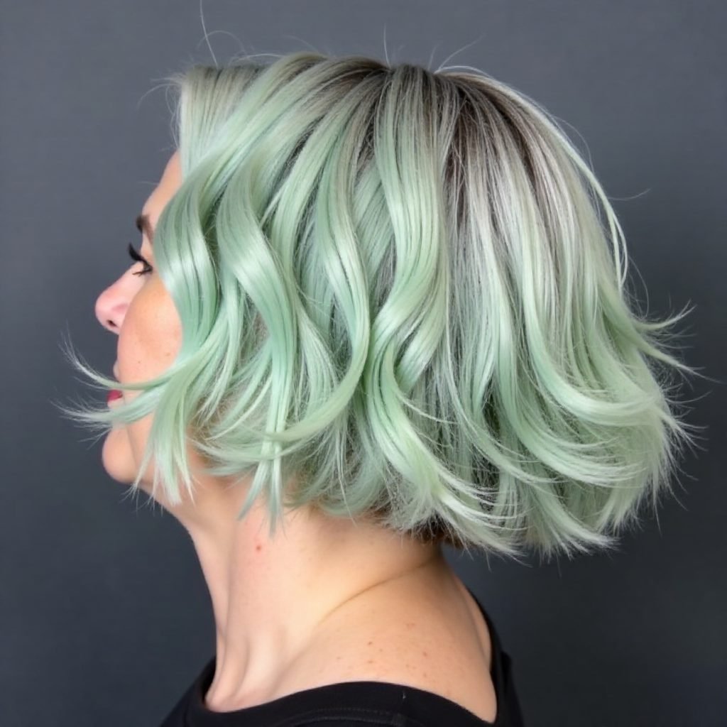 Pastel Colored Messy Bob