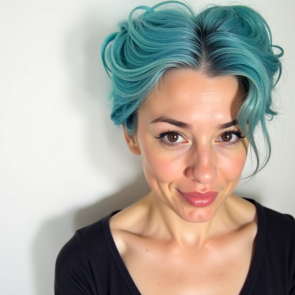 Messy Pastel Blue Updo