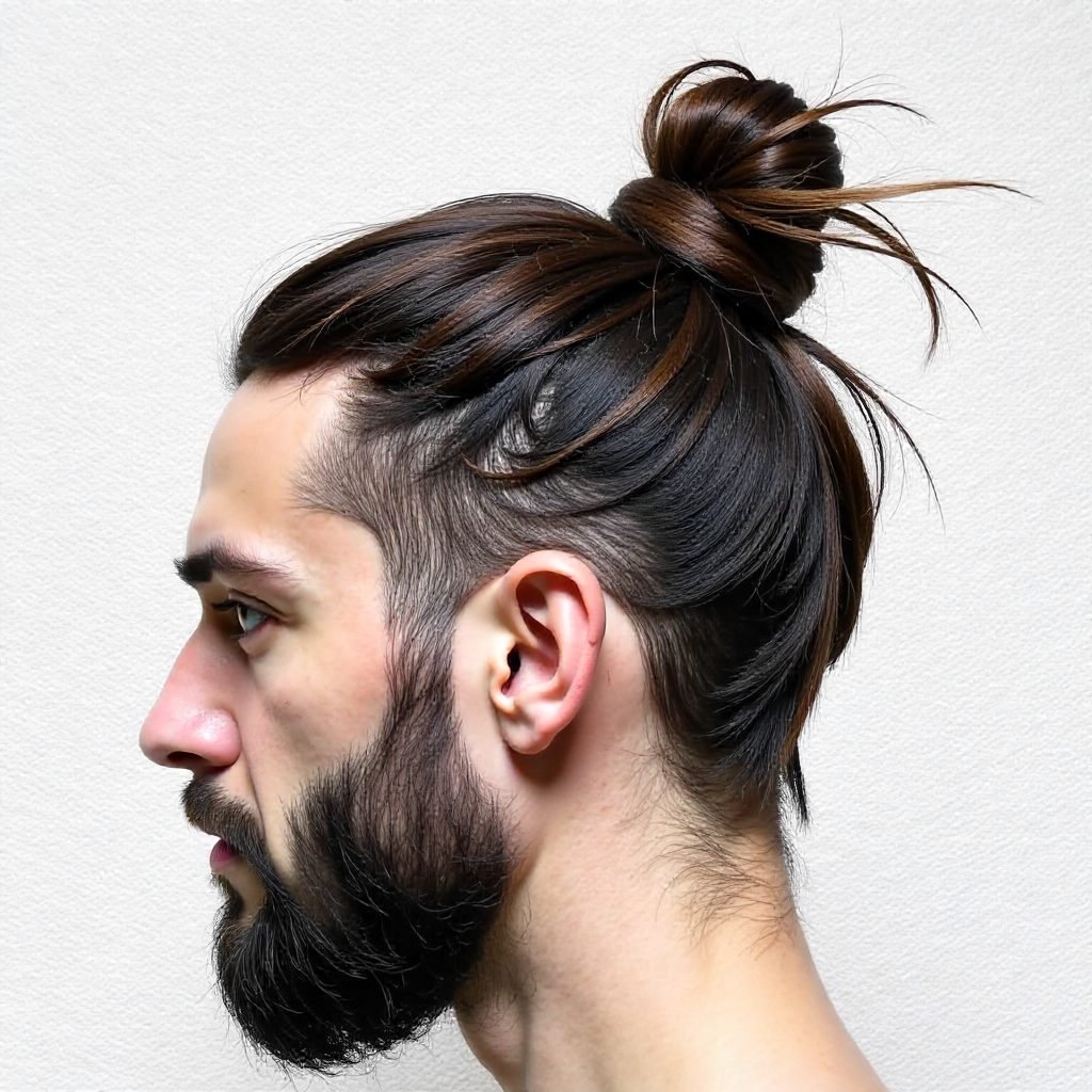 Messy Man Bun With Beard