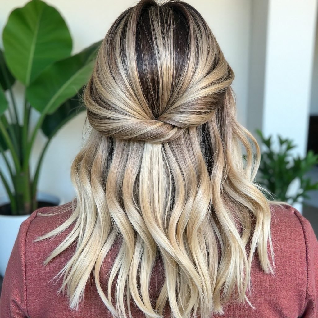 Half Updo With Stone Barrette