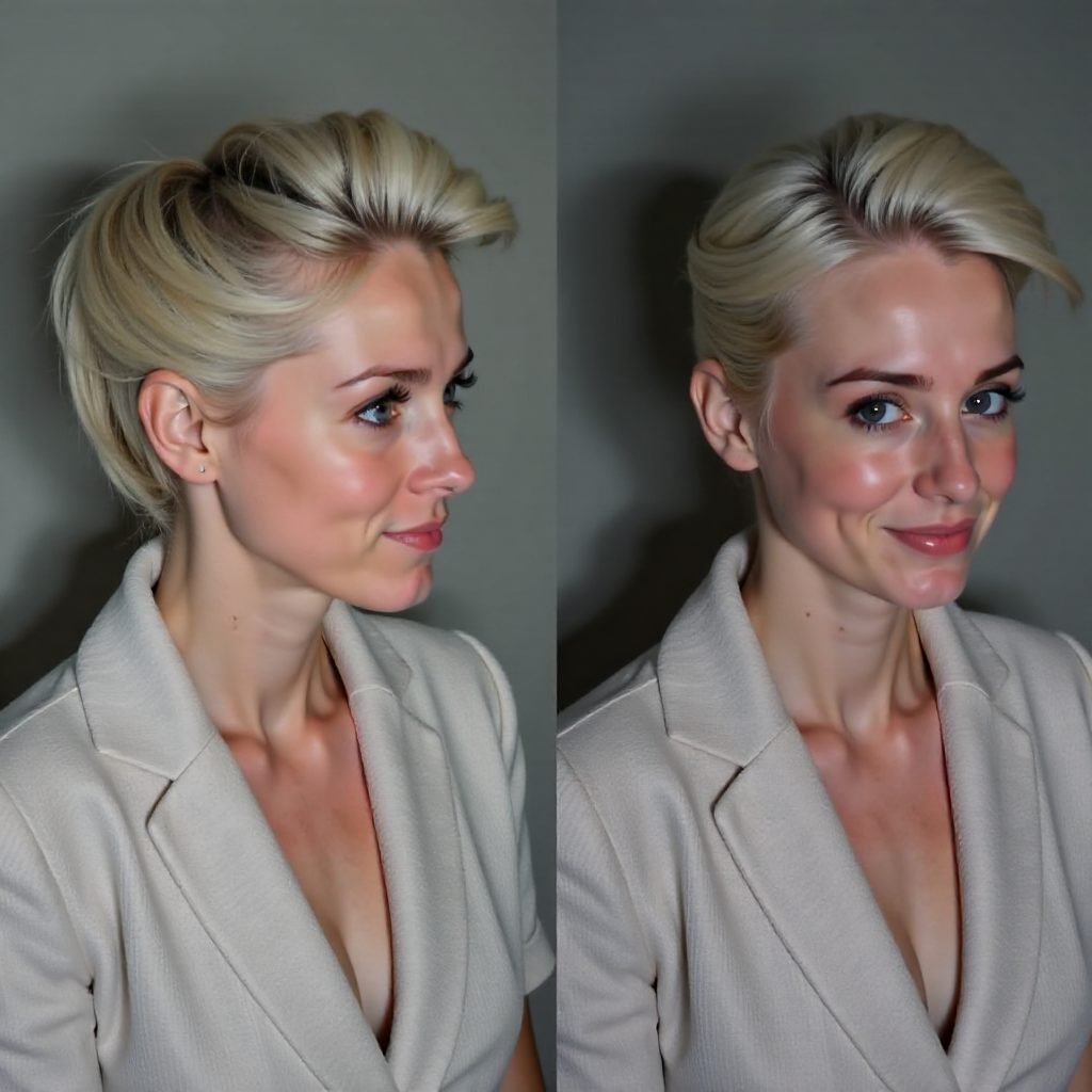 Natural Grey Pixie With Etched Side
