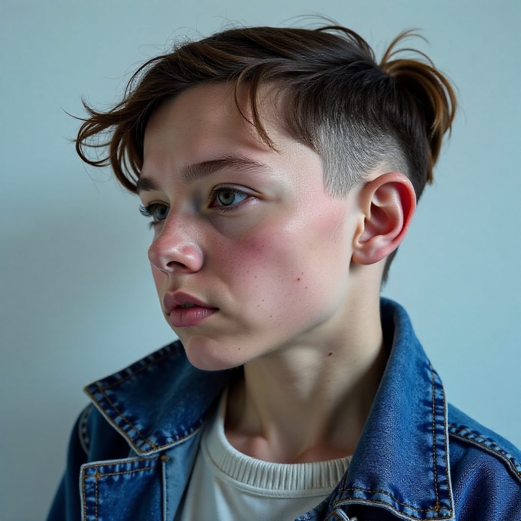 Men's Curly Hairstyle with Parting in the Middle
