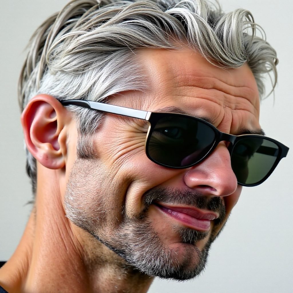 An Eye-Catching Design for Platinum Hair and Darker Beard