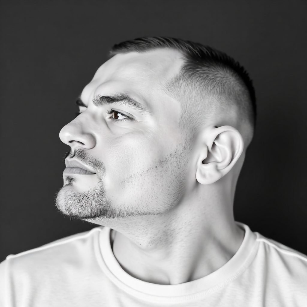 Short Graying Hair and Beard