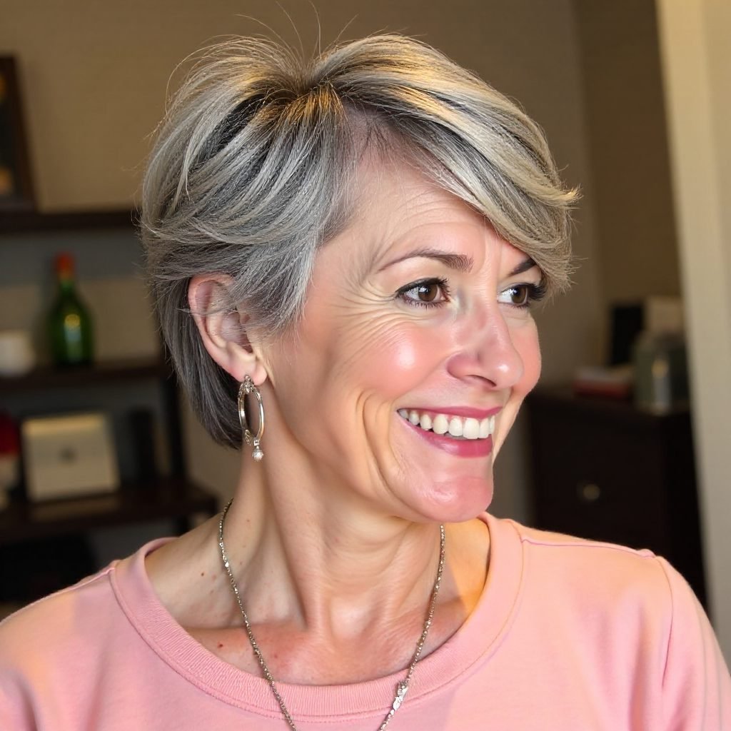 Shaggy Wavy Pixie Bob with Curtain Bangs