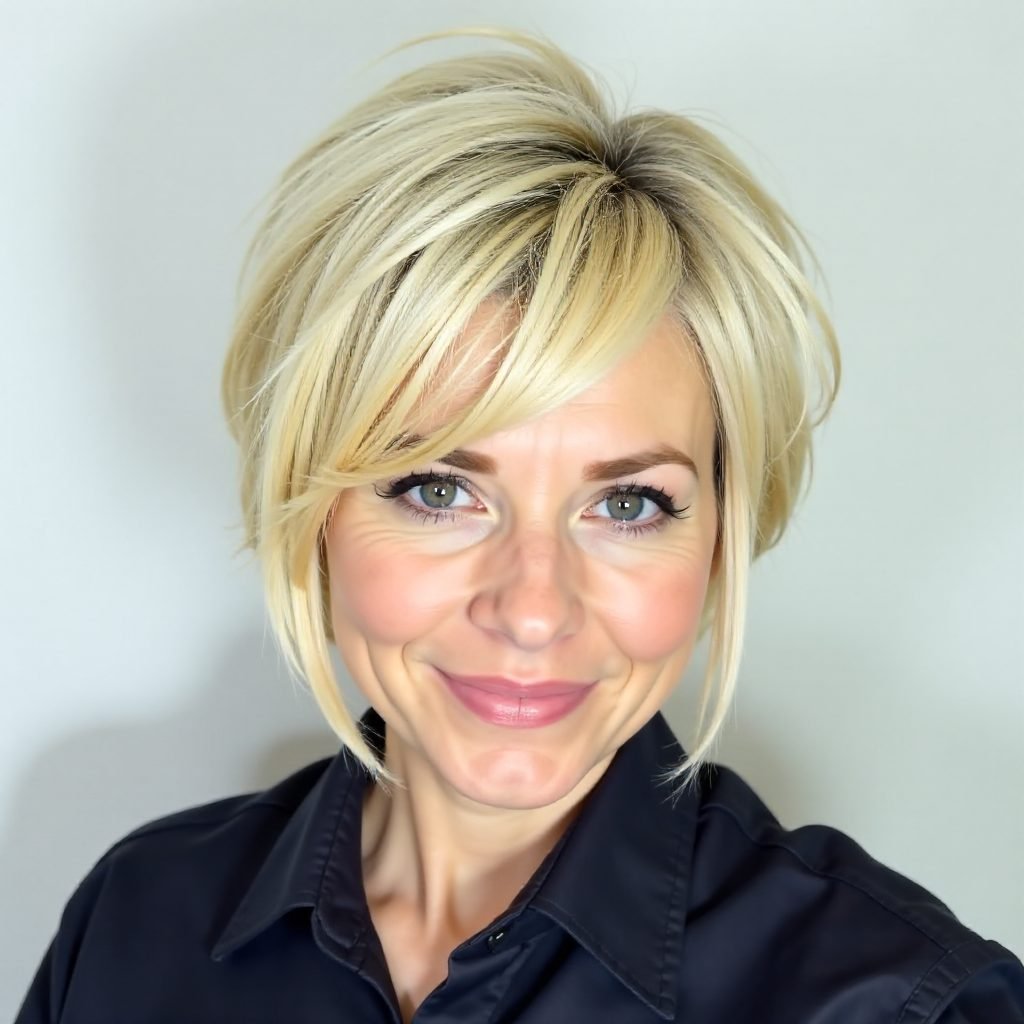 Wispy Short Blonde Bob for Women over 50
