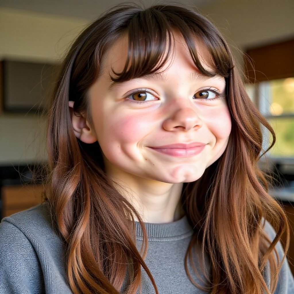Straight Curtain Bangs with Naturally Wavy Hair