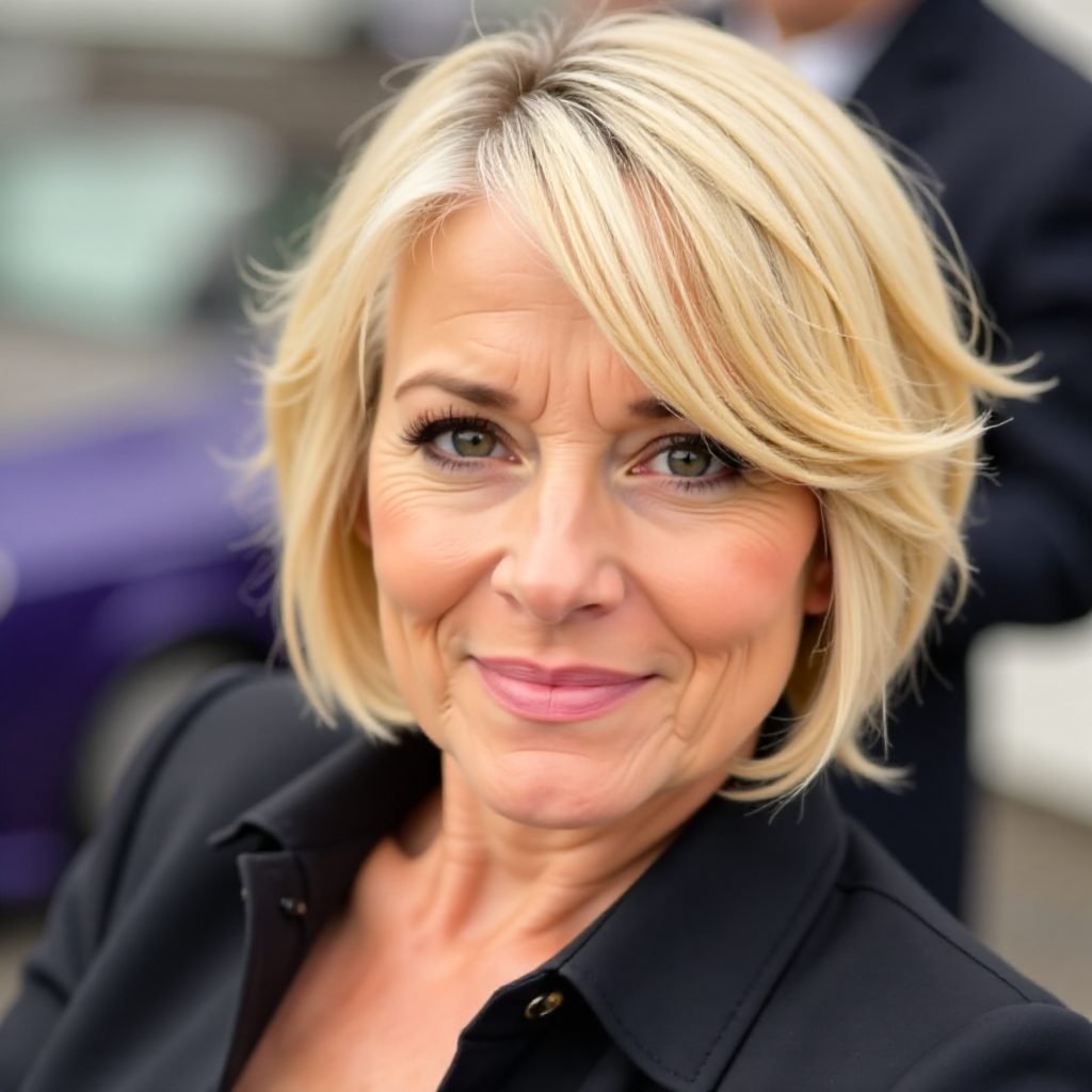 Cute Blonde Bob with Wispy Bangs