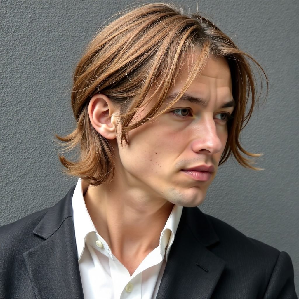 Mid Length Curtain Haircut for Men with Fine Hair