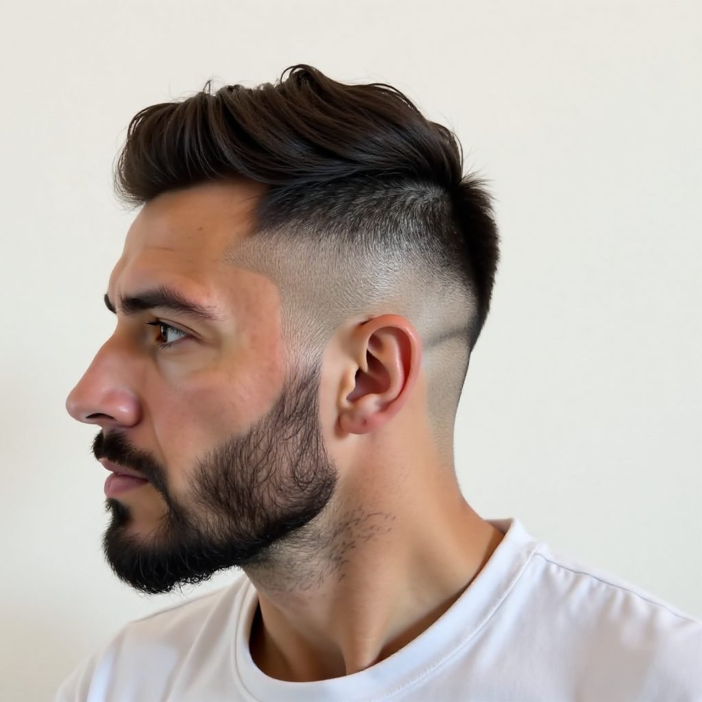 Short Burst Fade and Beard Hairstyle for Thin Hair