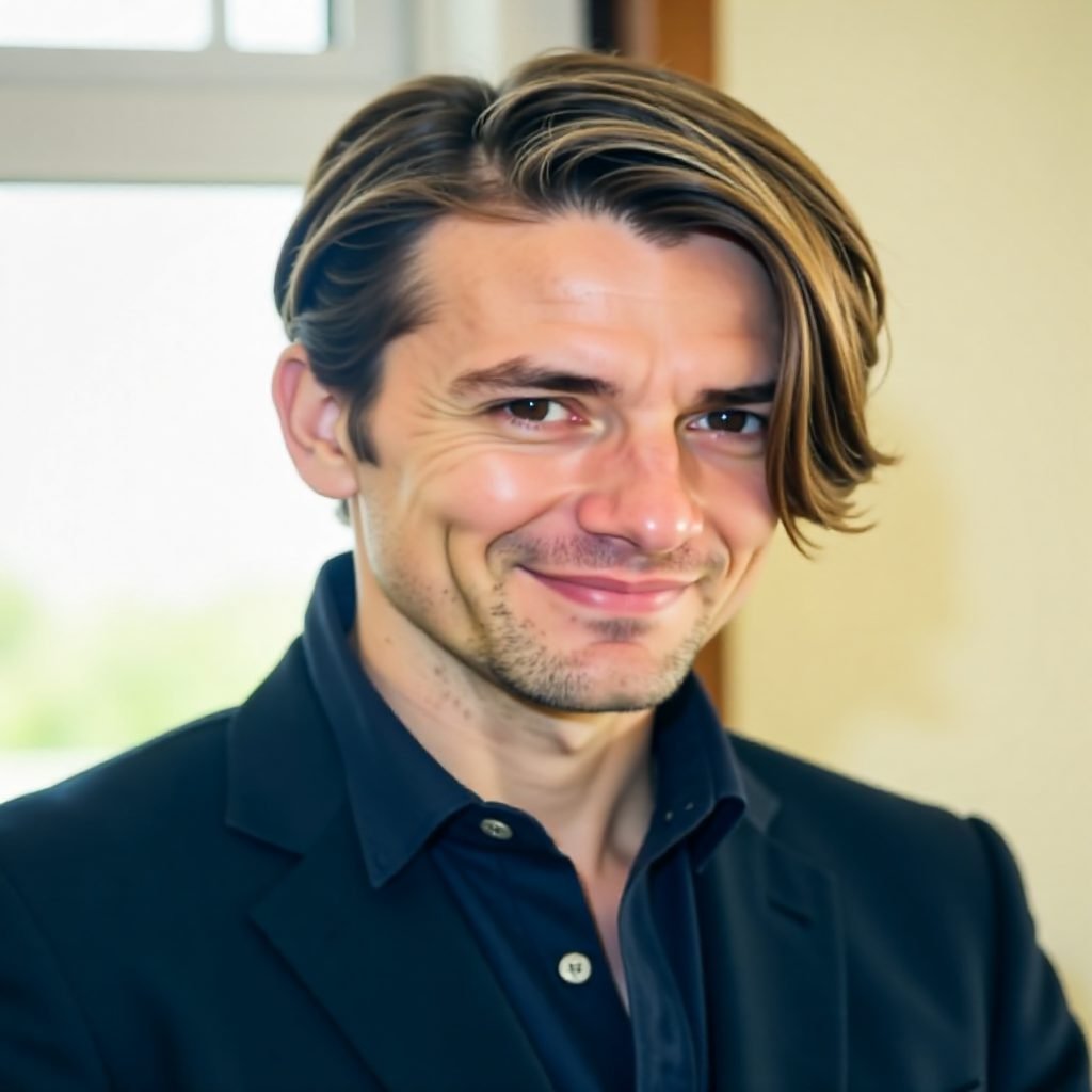 Hairstyle with Long Side Bangs for Men with Fine Hair