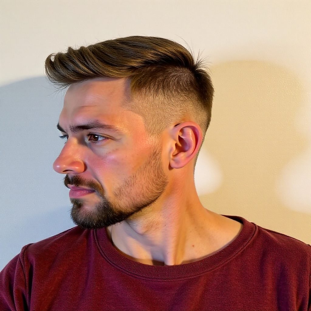 Side Part Male Haircut with Mid Fade