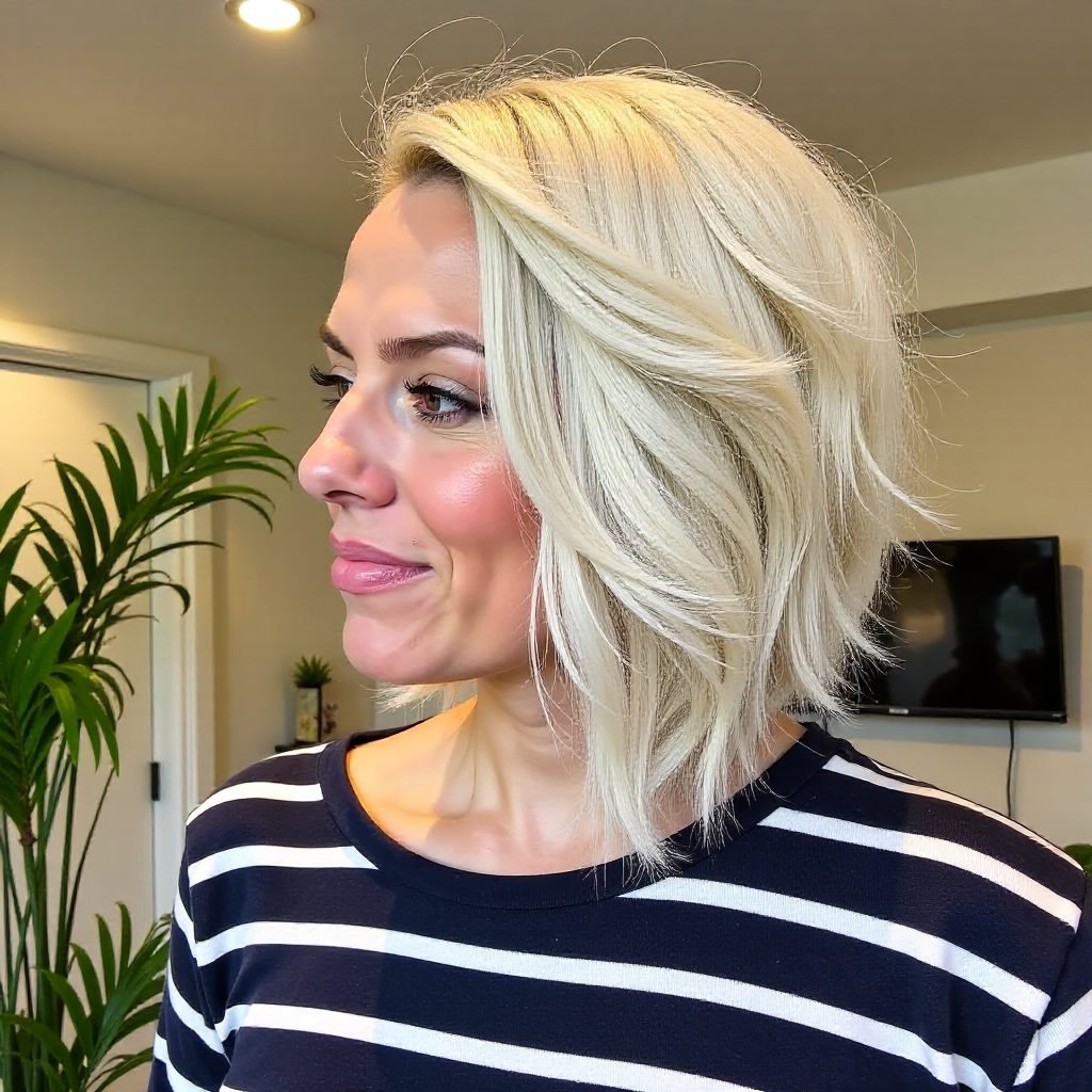 Silver Curly Bob and Glasses