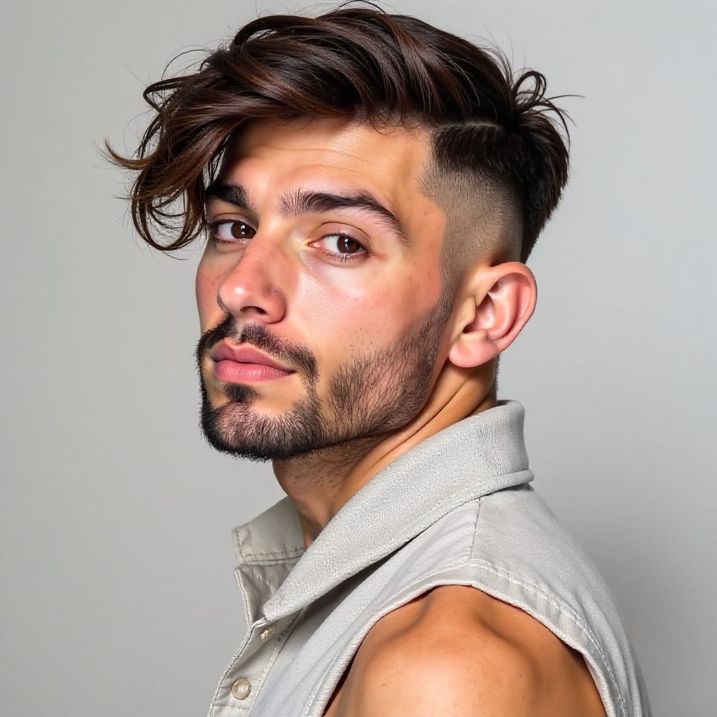 High Skin Fade and Long Top Style for Men with Curly Hair