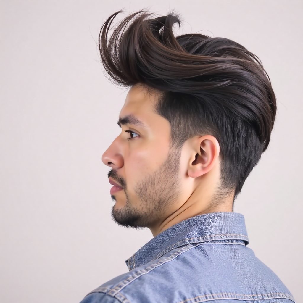 Pompadour Hairstyle with Short Sides and Long Top
