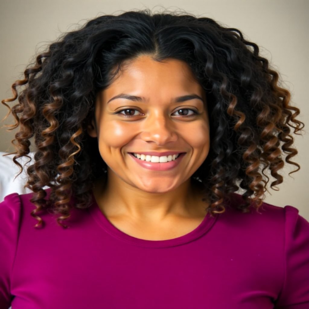 Big Curly Hair Style with Blonde Babylights