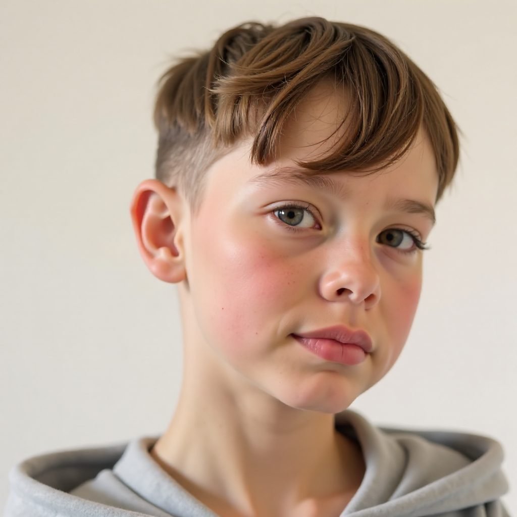 Short Blonde Men's Hair with Mid Length Bangs