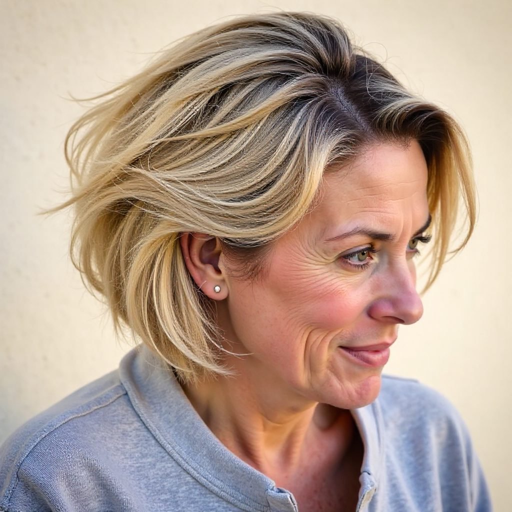 Tousled Pixie Bob with Curtain Bangs