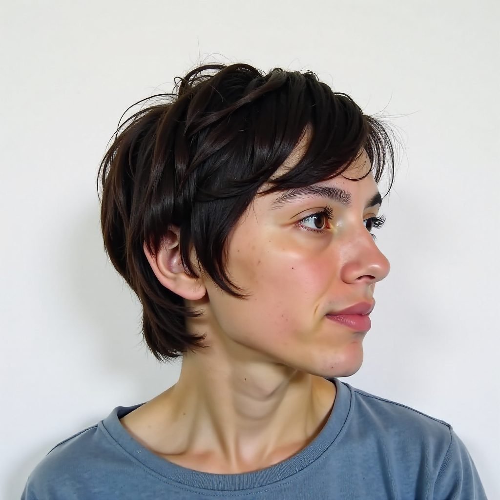 Bold Short Mullet for Thick Wavy Hair