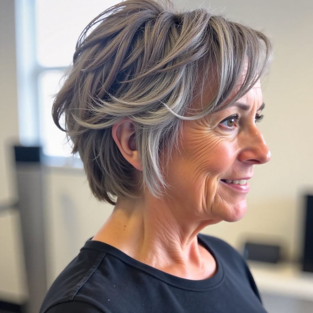 Carefree Tousled Pixie for Gray Hair