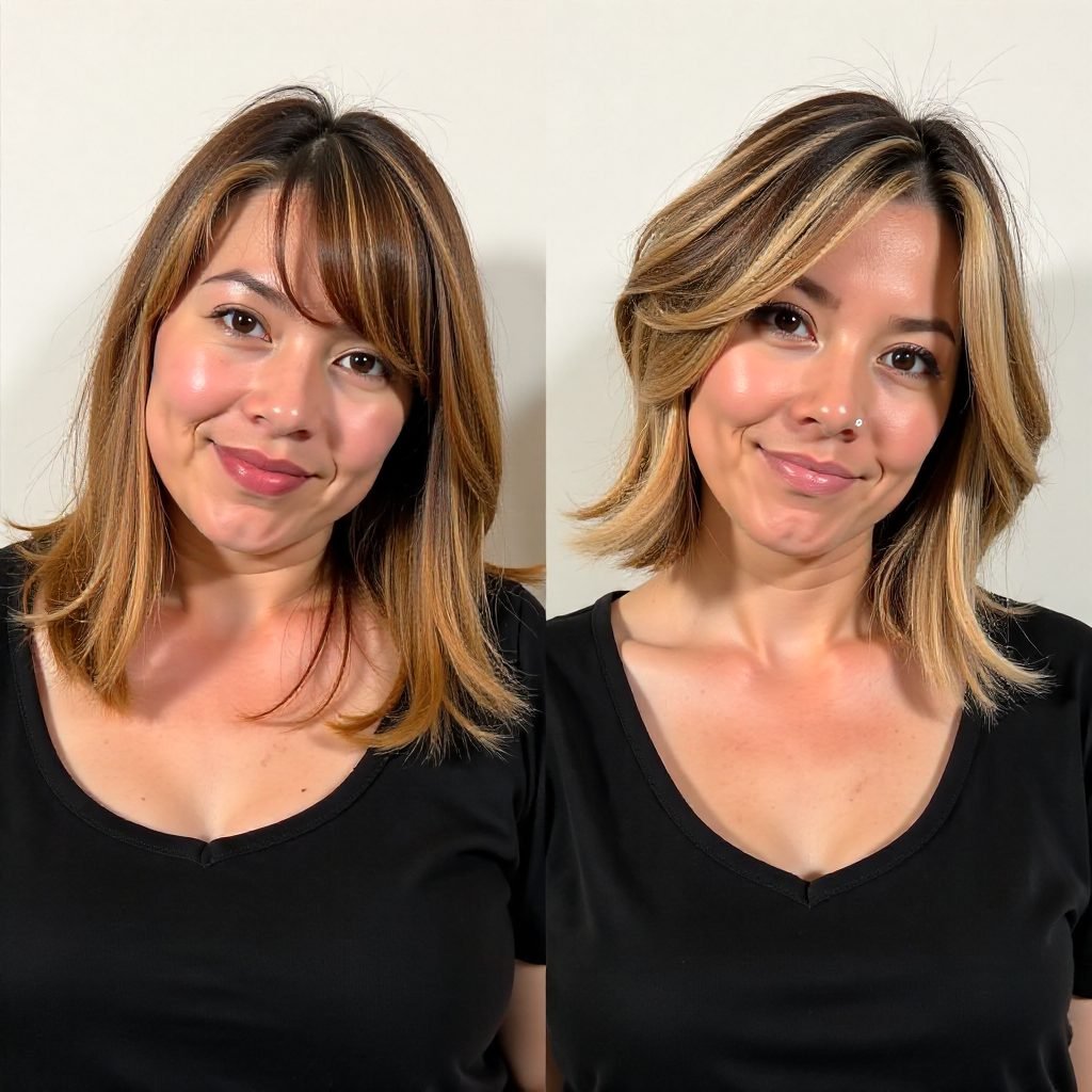 Mid Length Hair with Shaggy Bangs
