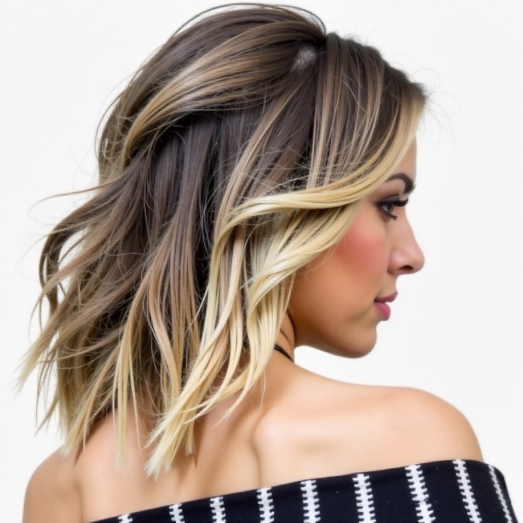 Lace Braid on Wavy Balayage Bob Hairstyle