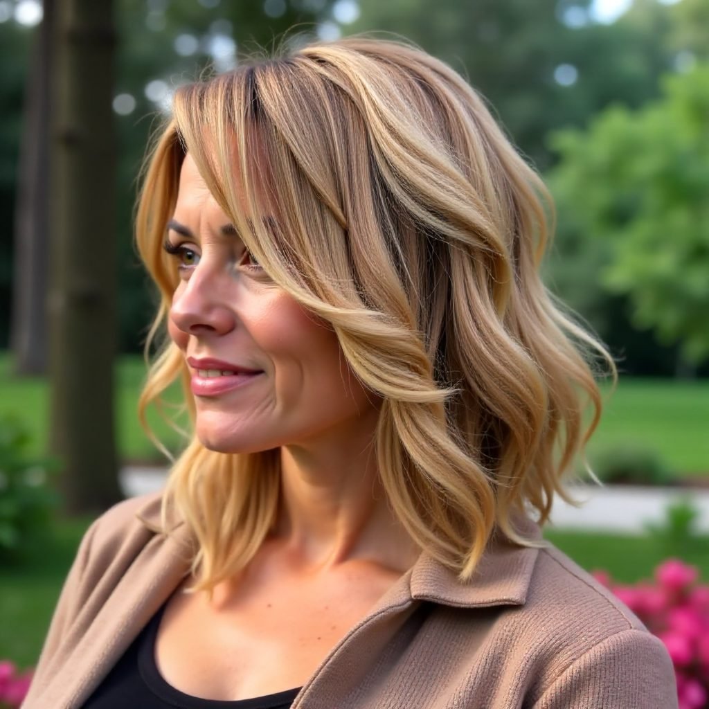 Straight Lob Haircut with Long Bangs