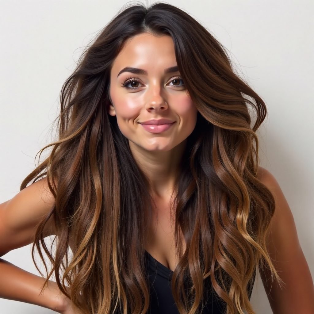 Tousled Wavy Hair with Highlights