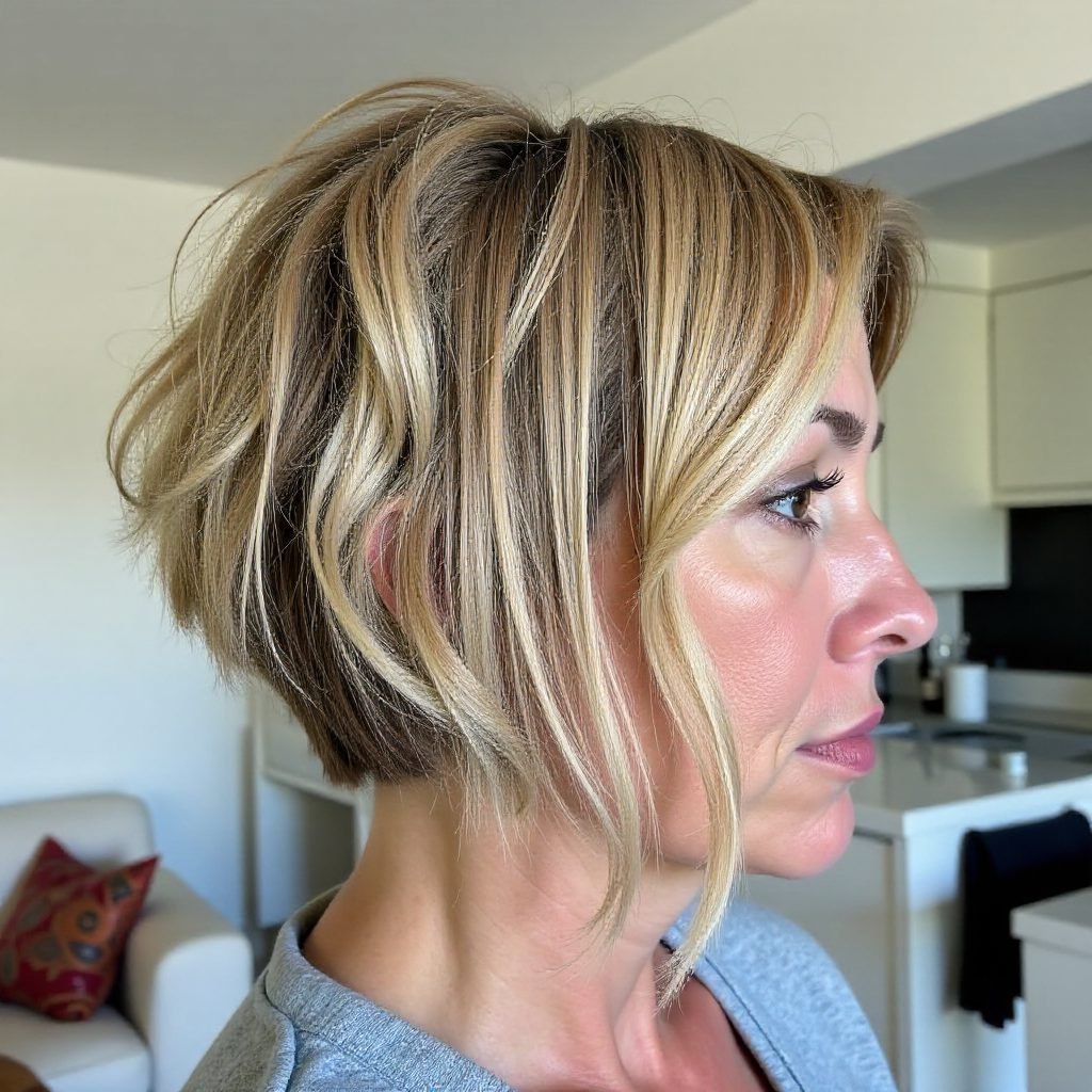 Silver Feathered Bob Hairstyle