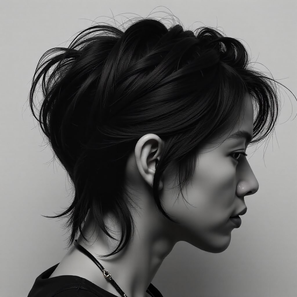 Wavy Asian Mullet Hairstyle