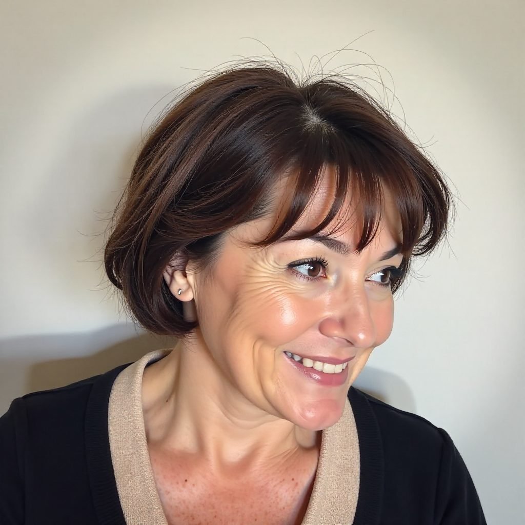 Long Sweeping Fringe Bob Cut