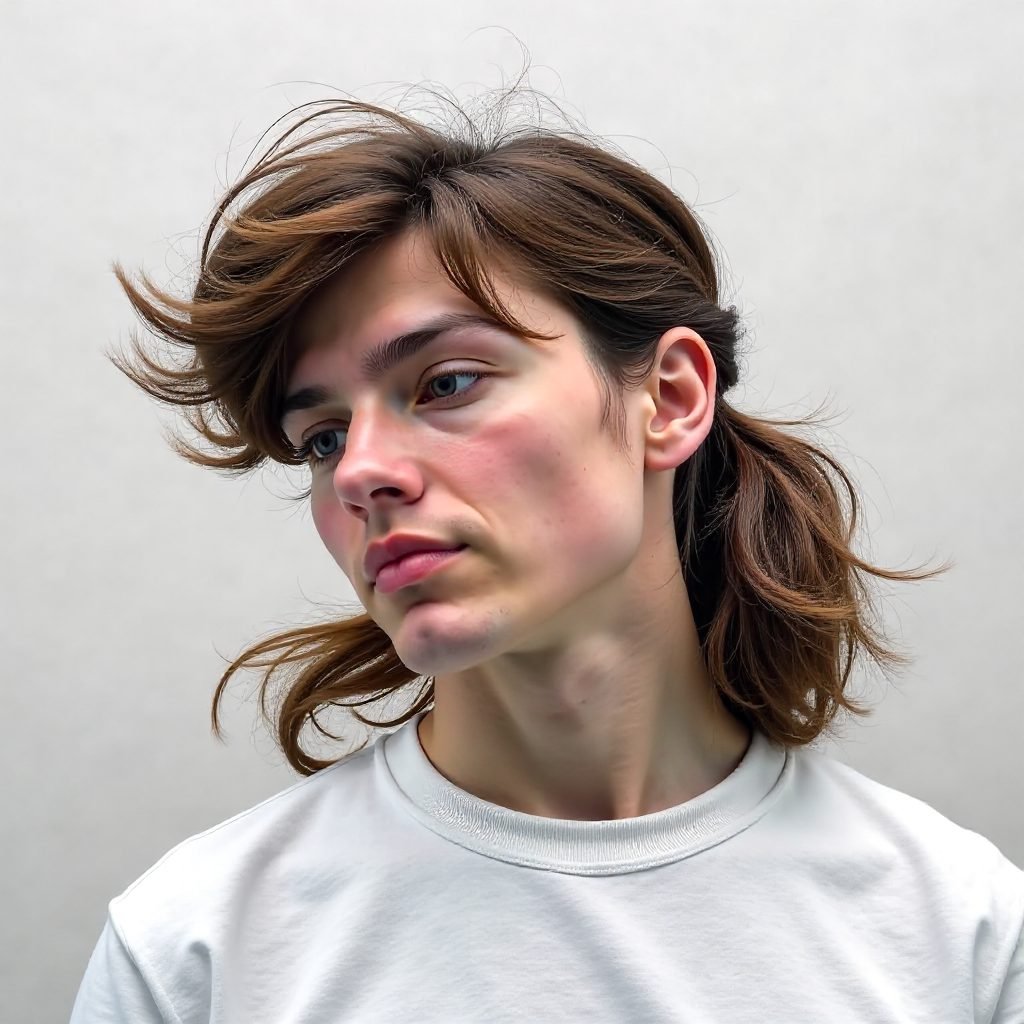 Textured Quiff Mullet Men Haircut