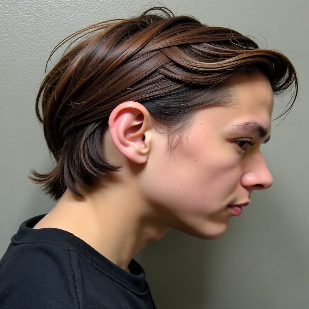 Modern Mullet Fade Straight Hair