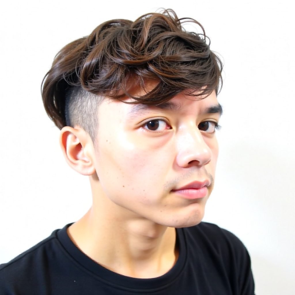 Curly Textured Fringe with Fade