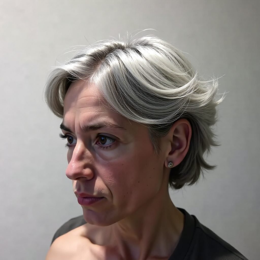 Silver Pixie with Asymmetrical Bangs