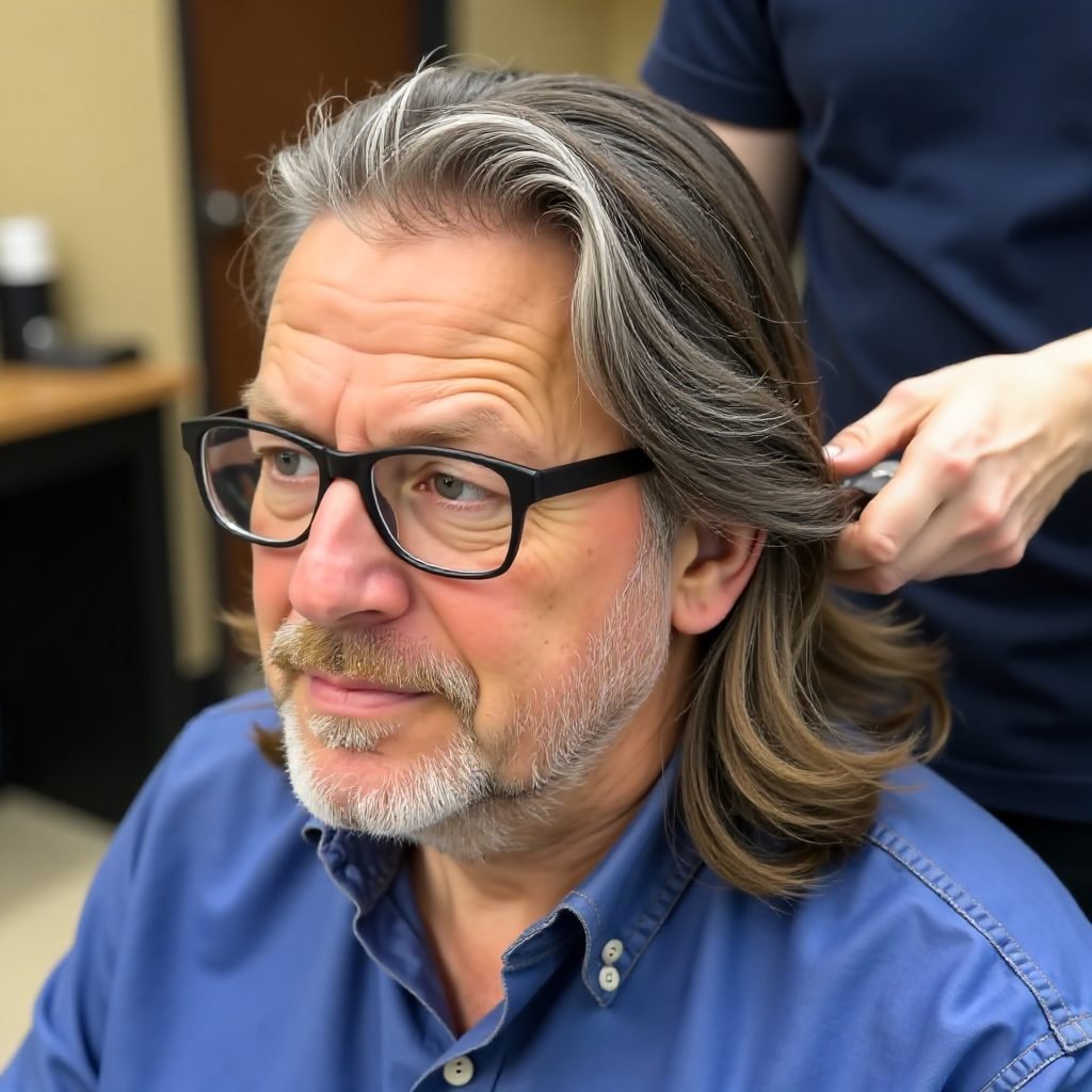 Shoulder Length Wavy Salt and Pepper Hairstyle