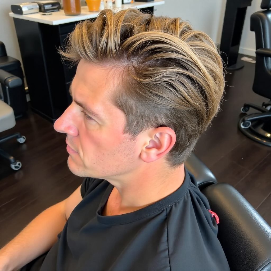 Pompadour Fade Hairstyle for Men Over 50