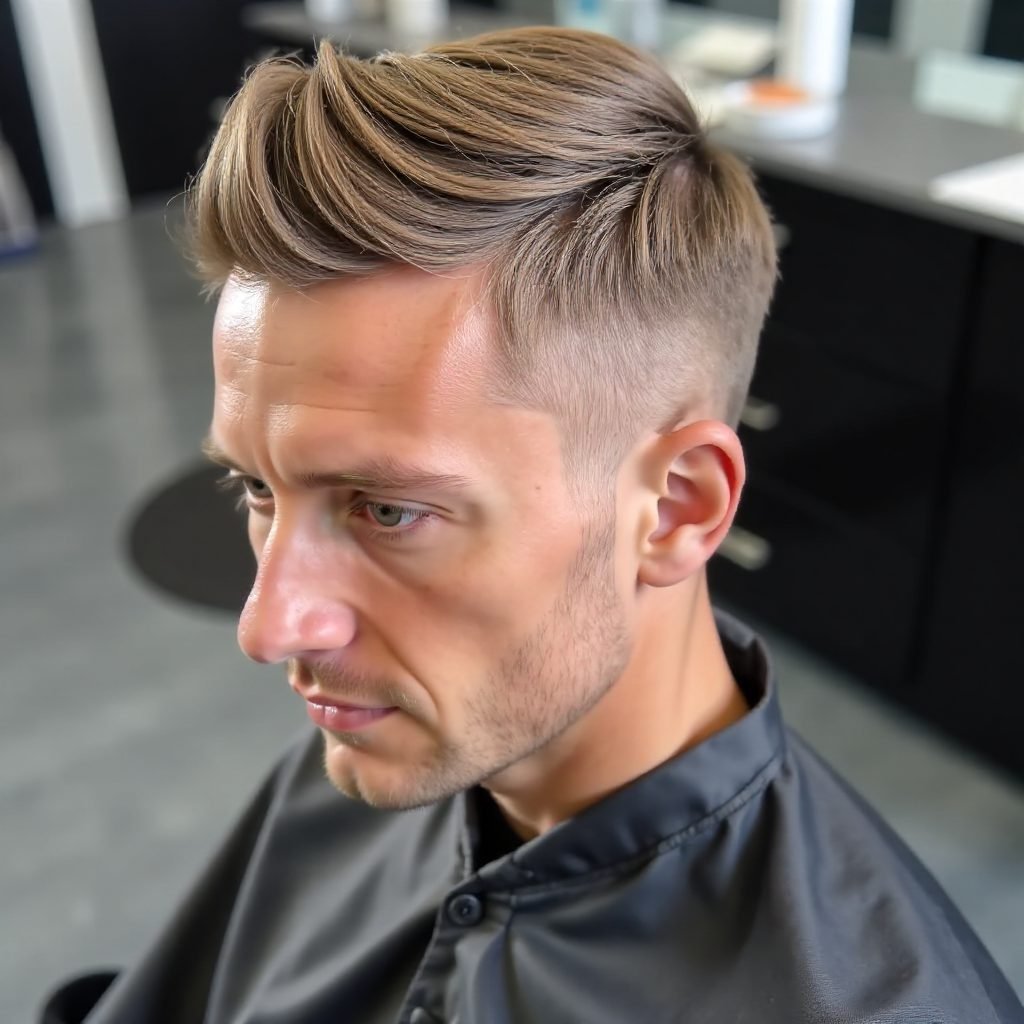 Slicked Back Taper Hairstyle for Men Over 50