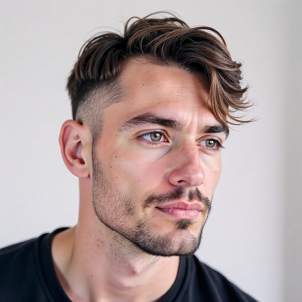 Wet Look Mens Curtain Style with Fade